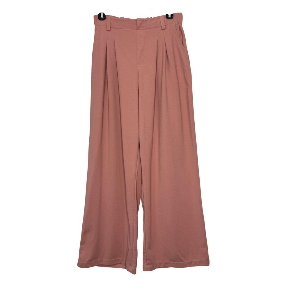 Halara Flex Wide Leg Pants Women Medium Rose Tan Waffle Knit High Waist Work